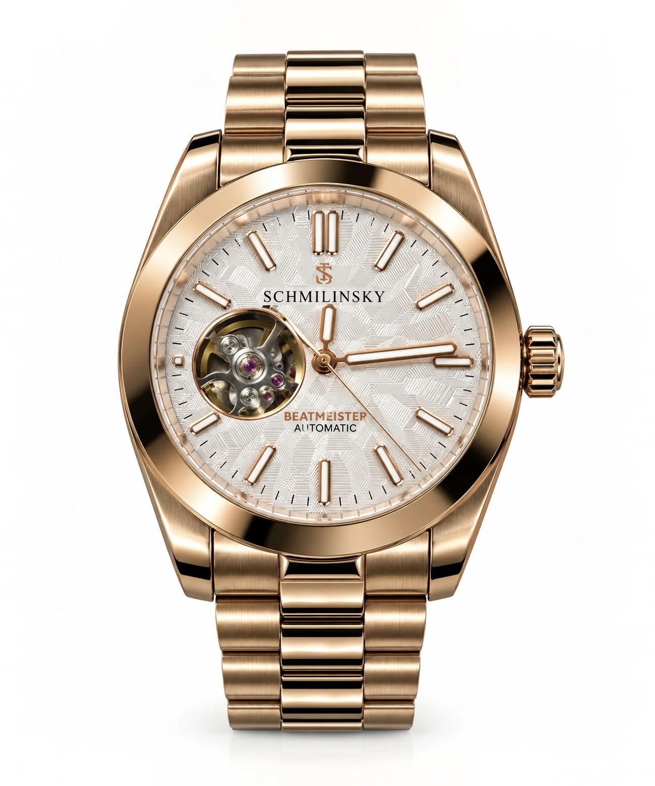 BEATMEISTER 002 ivory dial, rose-gold-tone case and President bracelet